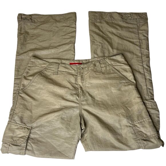 UnionBay Vintage Utility Pants Womens 13 Tan Nylon Wide Leg Low Rise Skater 33” - Picture 1 of 10